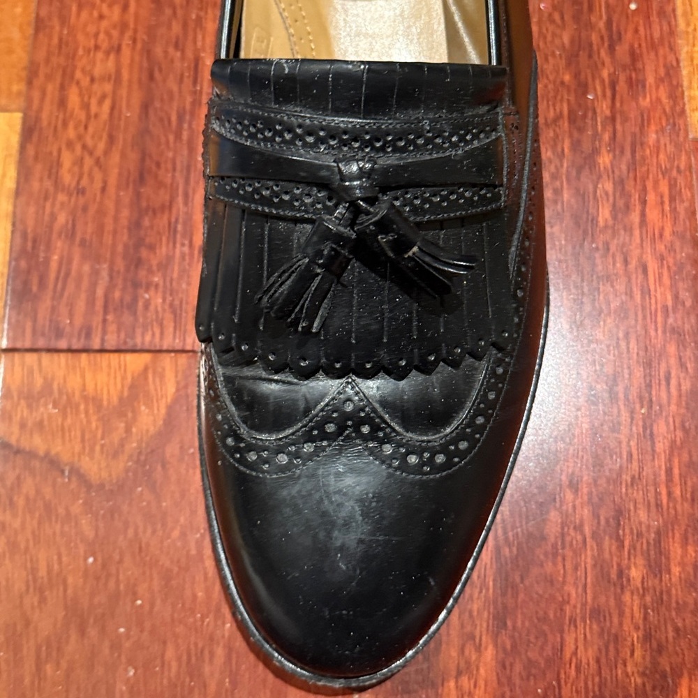 Men's Bostonian Leather Tassel Black Loafer Dress Shoes Slip on  10.5 Shoe Trees - Picture 7 of 16